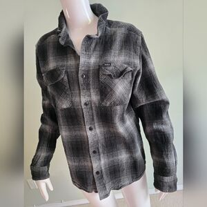 Black and Gray RVCA Plaid Flannel Women's Top